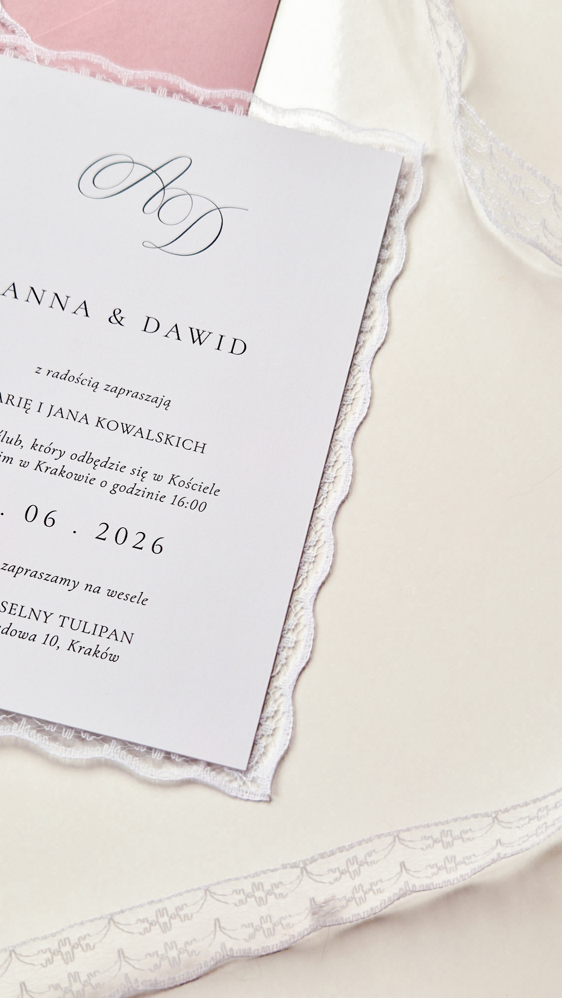 Lace - zaproszenie jednokartkowe - obrazek 4