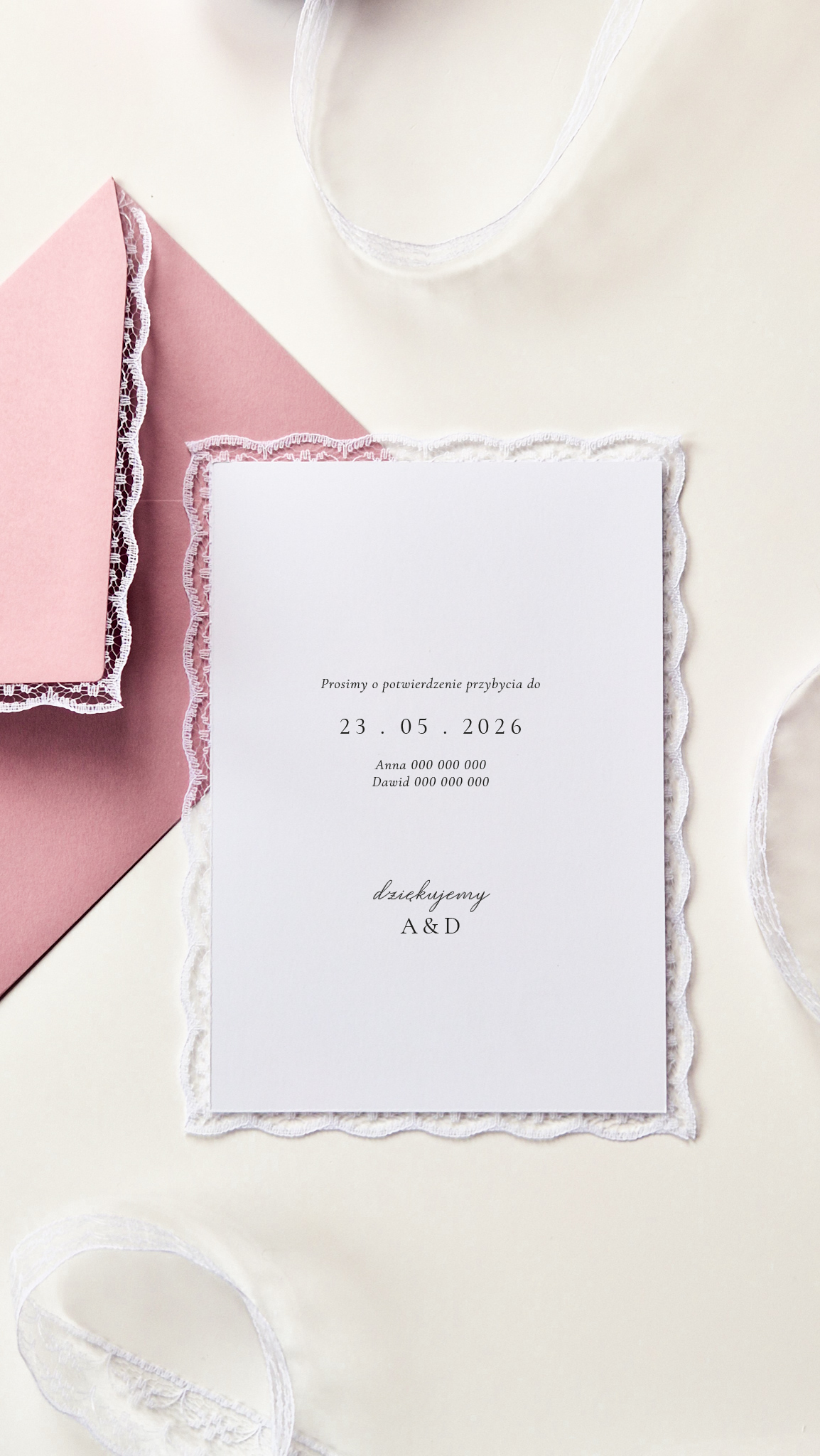 Lace - zaproszenie jednokartkowe - obrazek 2